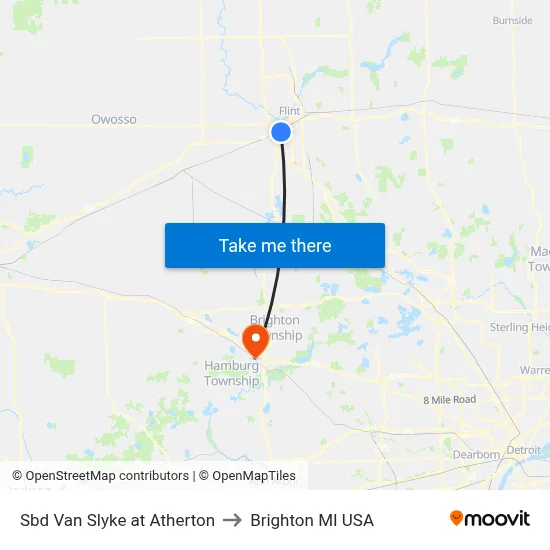 Sbd Van Slyke at Atherton to Brighton MI USA map