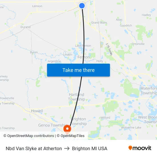 Nbd Van Slyke at Atherton to Brighton MI USA map
