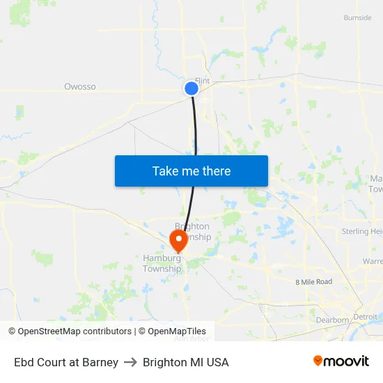 Ebd Court at Barney to Brighton MI USA map