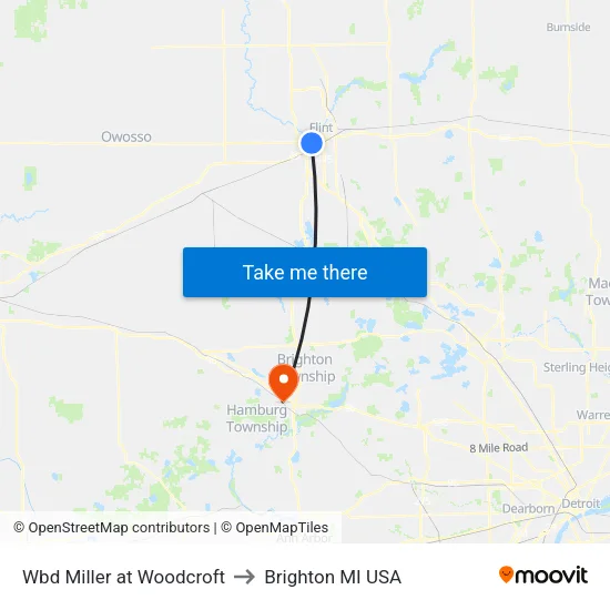Wbd Miller at Woodcroft to Brighton MI USA map