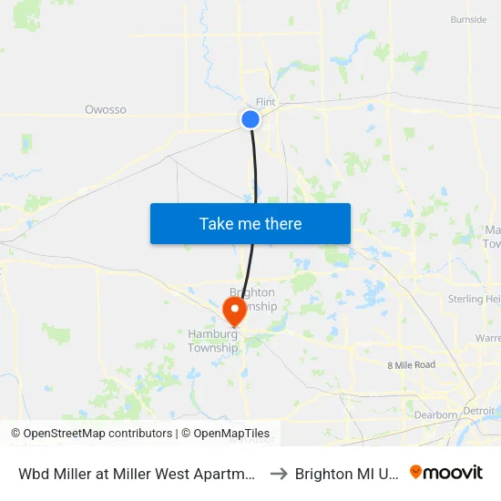 Wbd Miller at Miller West Apartments to Brighton MI USA map