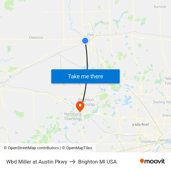Wbd Miller at Austin Pkwy to Brighton MI USA map