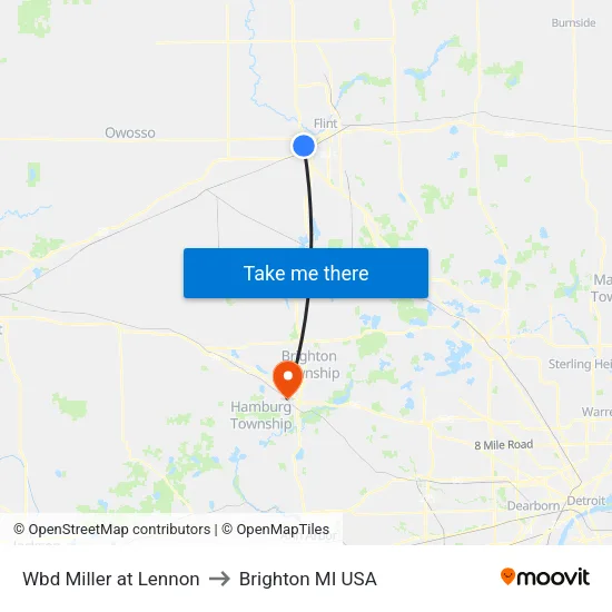 Wbd Miller at Lennon to Brighton MI USA map