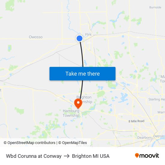 Wbd Corunna at Conway to Brighton MI USA map