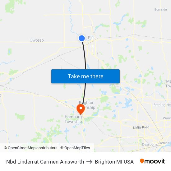 Nbd Linden at Carmen-Ainsworth to Brighton MI USA map