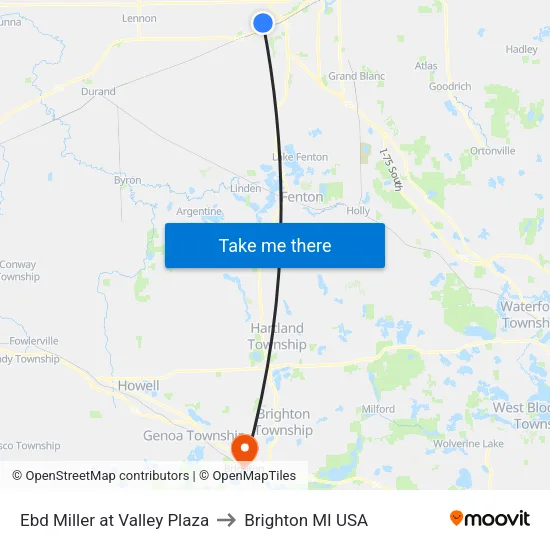 Ebd Miller at Valley Plaza to Brighton MI USA map