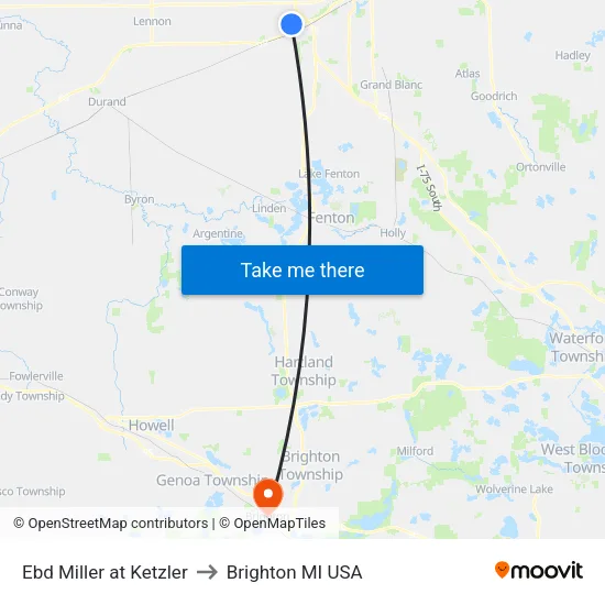 Ebd Miller at Ketzler to Brighton MI USA map