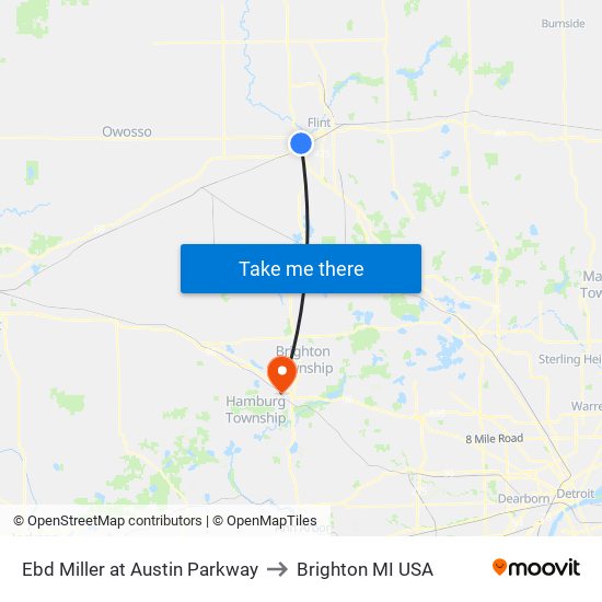 Ebd Miller at Austin Parkway to Brighton MI USA map