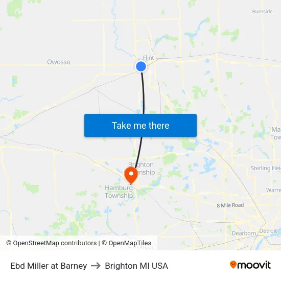 Ebd Miller at Barney to Brighton MI USA map