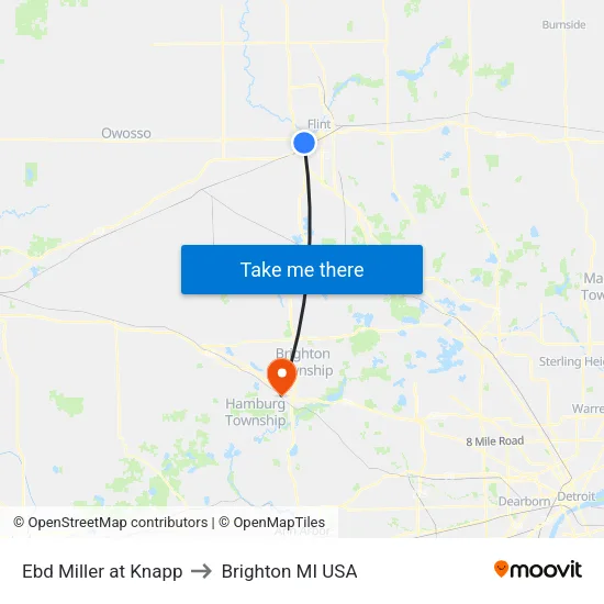 Ebd Miller at Knapp to Brighton MI USA map
