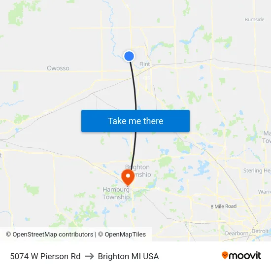 5074 W Pierson Rd to Brighton MI USA map
