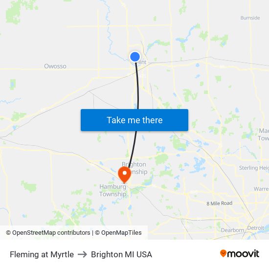 Fleming at Myrtle to Brighton MI USA map