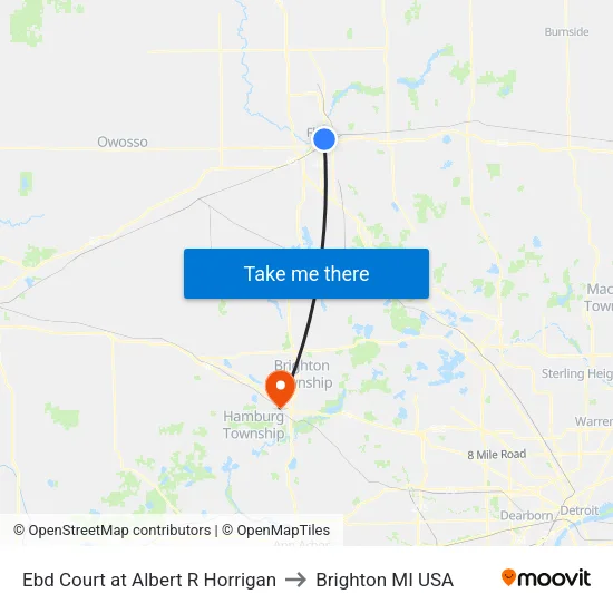 Ebd Court at Albert R Horrigan to Brighton MI USA map