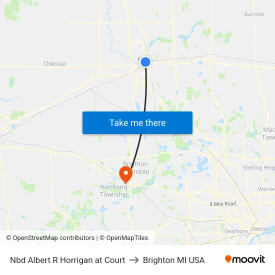 Nbd Albert R Horrigan at Court to Brighton MI USA map