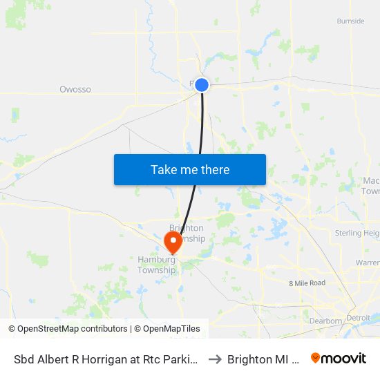Sbd Albert R Horrigan at Rtc Parking Lot to Brighton MI USA map