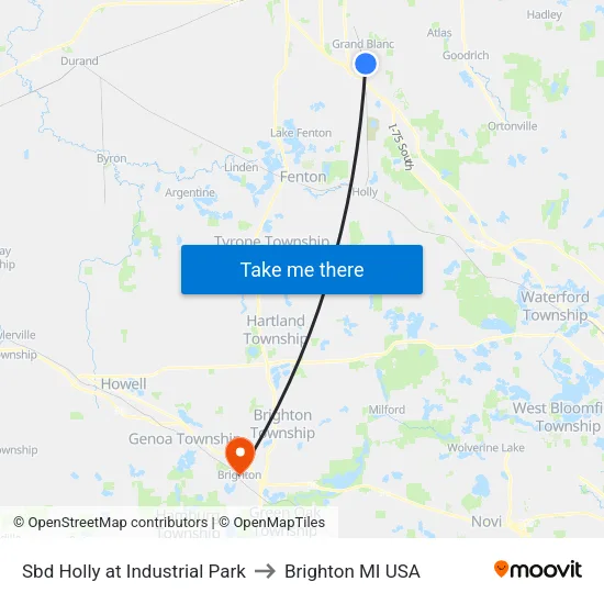 Sbd Holly at Industrial Park to Brighton MI USA map