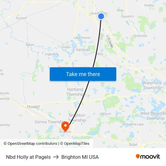 Nbd Holly at Pagels to Brighton MI USA map