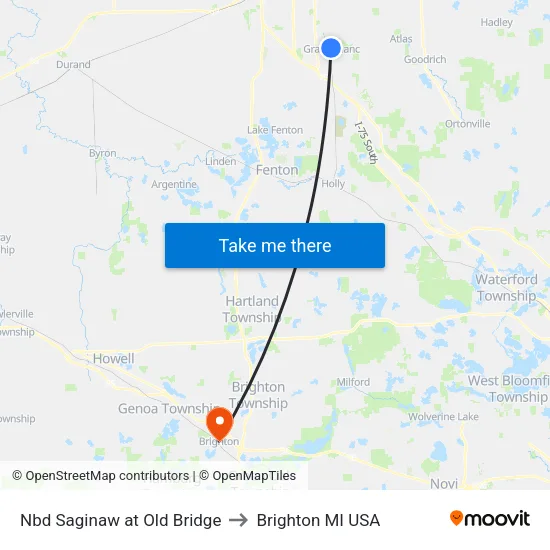 Nbd Saginaw at Old Bridge to Brighton MI USA map
