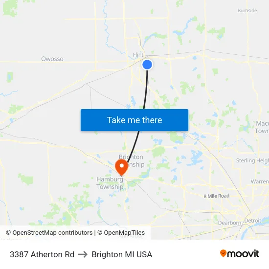 3387 Atherton Rd to Brighton MI USA map