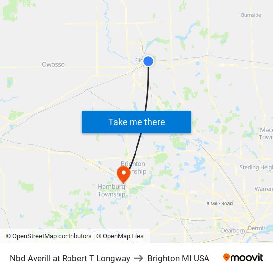 Nbd Averill at Robert T Longway to Brighton MI USA map