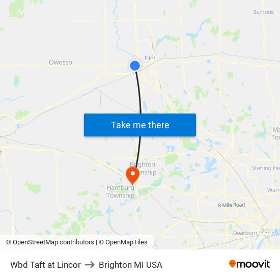 Wbd Taft at Lincor to Brighton MI USA map