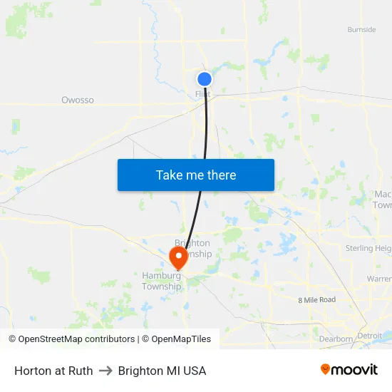 Horton at Ruth to Brighton MI USA map