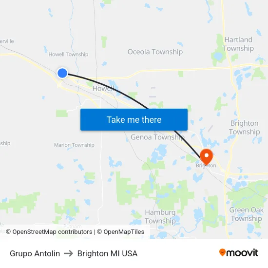 Grupo Antolin to Brighton MI USA map