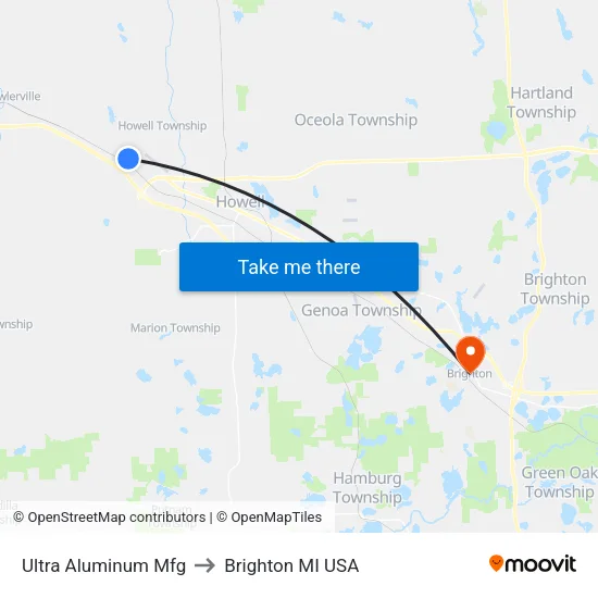 Ultra Aluminum Mfg to Brighton MI USA map