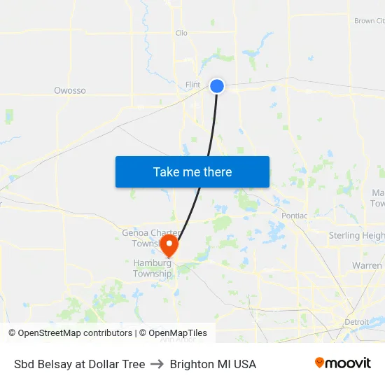 Sbd Belsay at Dollar Tree to Brighton MI USA map