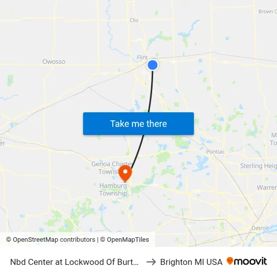Nbd Center at Lockwood Of Burton to Brighton MI USA map