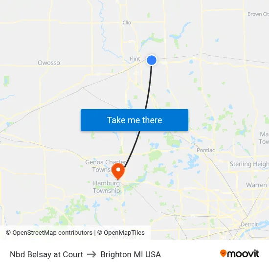 Nbd Belsay at Court to Brighton MI USA map