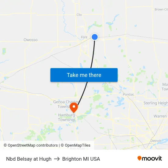 Nbd Belsay at Hugh to Brighton MI USA map