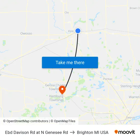 Ebd Davison Rd at N Genesee Rd to Brighton MI USA map