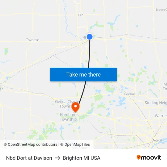 Nbd Dort at Davison to Brighton MI USA map