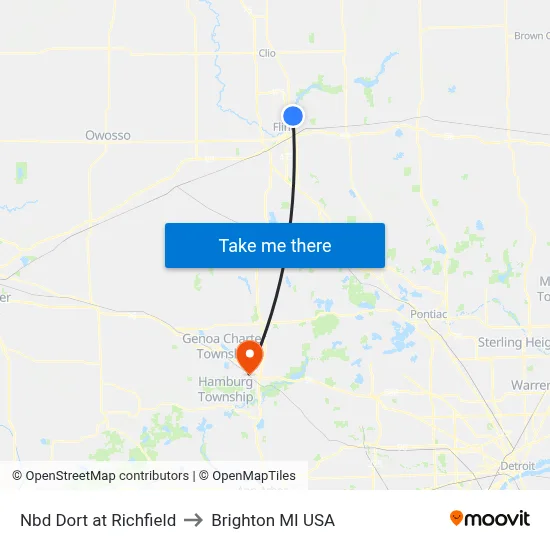 Nbd Dort at Richfield to Brighton MI USA map