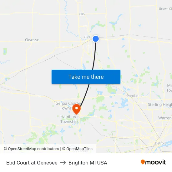 Ebd Court at Genesee to Brighton MI USA map