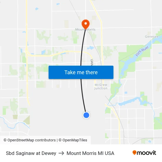 Sbd Saginaw at Dewey to Mount Morris MI USA map