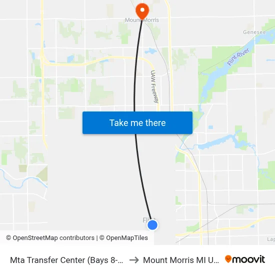 Mta Transfer Center (Bays 8-14) to Mount Morris MI USA map