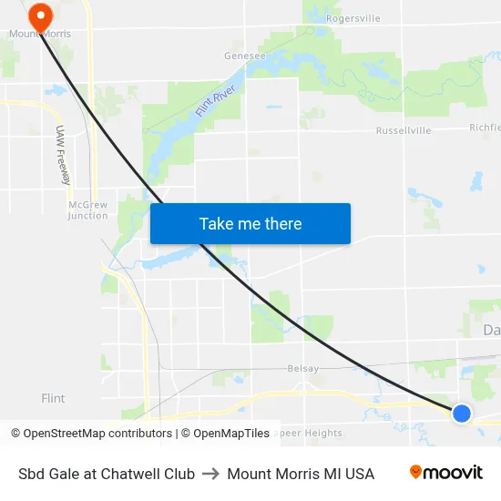 Sbd Gale at Chatwell Club to Mount Morris MI USA map