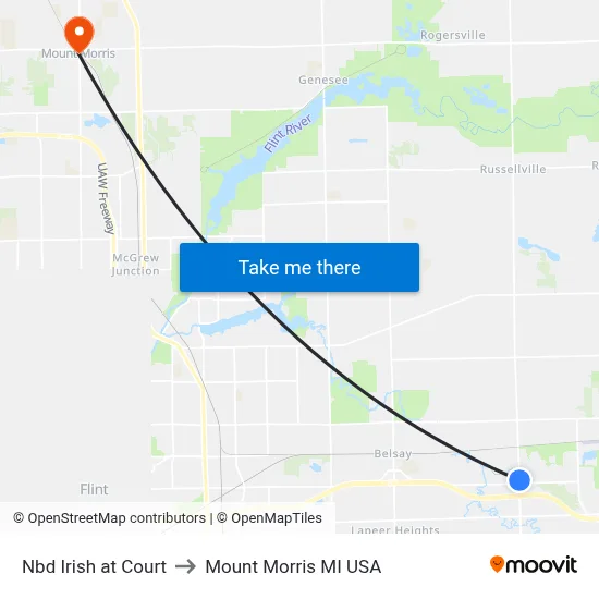 Nbd Irish at Court to Mount Morris MI USA map