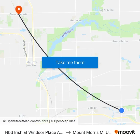 Nbd Irish at Windsor Place Apts to Mount Morris MI USA map