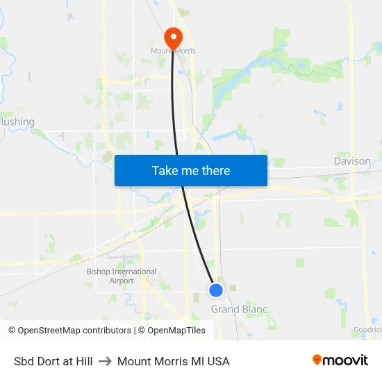Sbd Dort at Hill to Mount Morris MI USA map