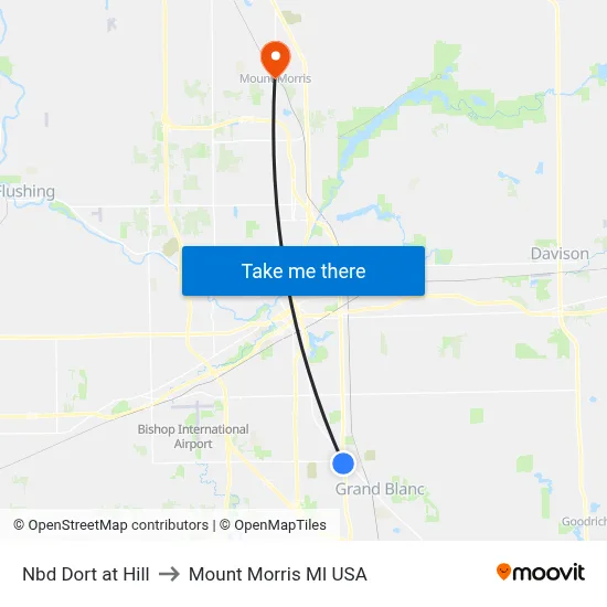 Nbd Dort at Hill to Mount Morris MI USA map