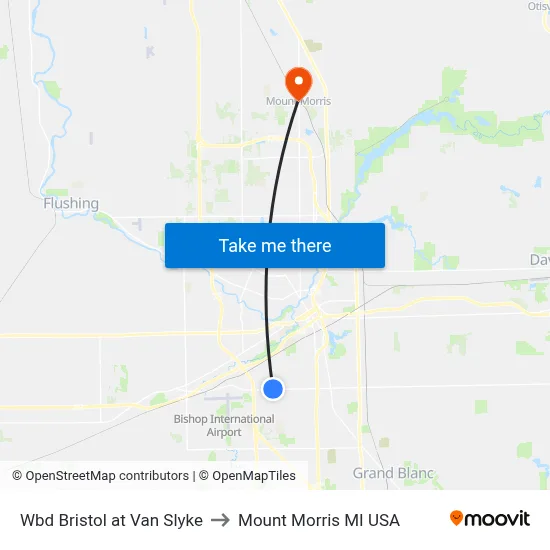Wbd Bristol at Van Slyke to Mount Morris MI USA map