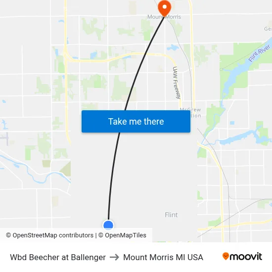 Wbd Beecher at Ballenger to Mount Morris MI USA map