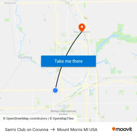 Sam's Club on Corunna to Mount Morris MI USA map