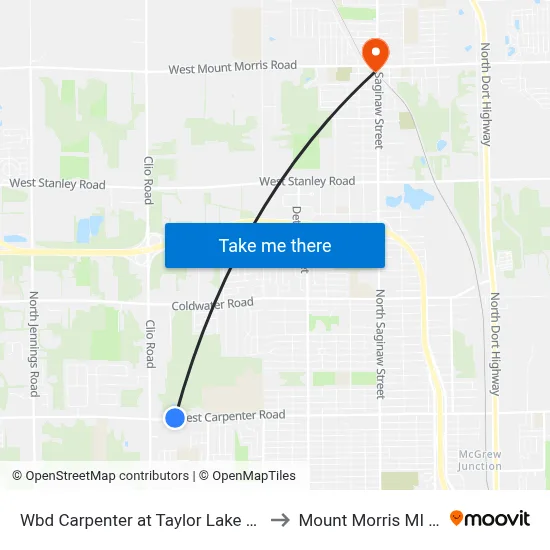 Wbd Carpenter at Taylor Lake Manor to Mount Morris MI USA map