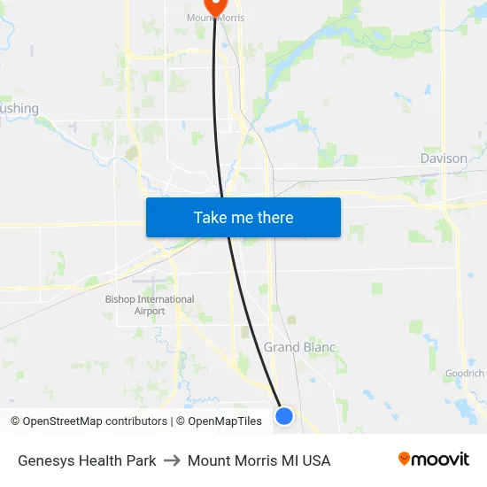 Genesys Health Park to Mount Morris MI USA map