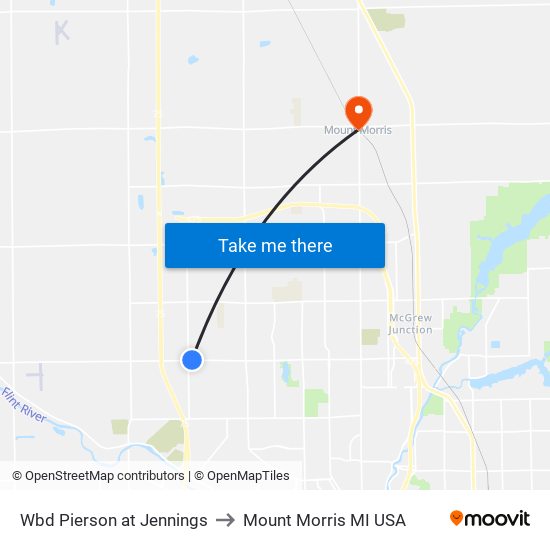 Wbd Pierson at Jennings to Mount Morris MI USA map