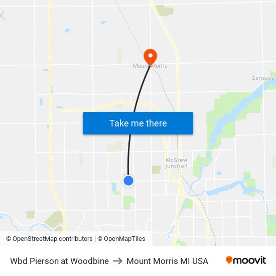 Wbd Pierson at Woodbine to Mount Morris MI USA map